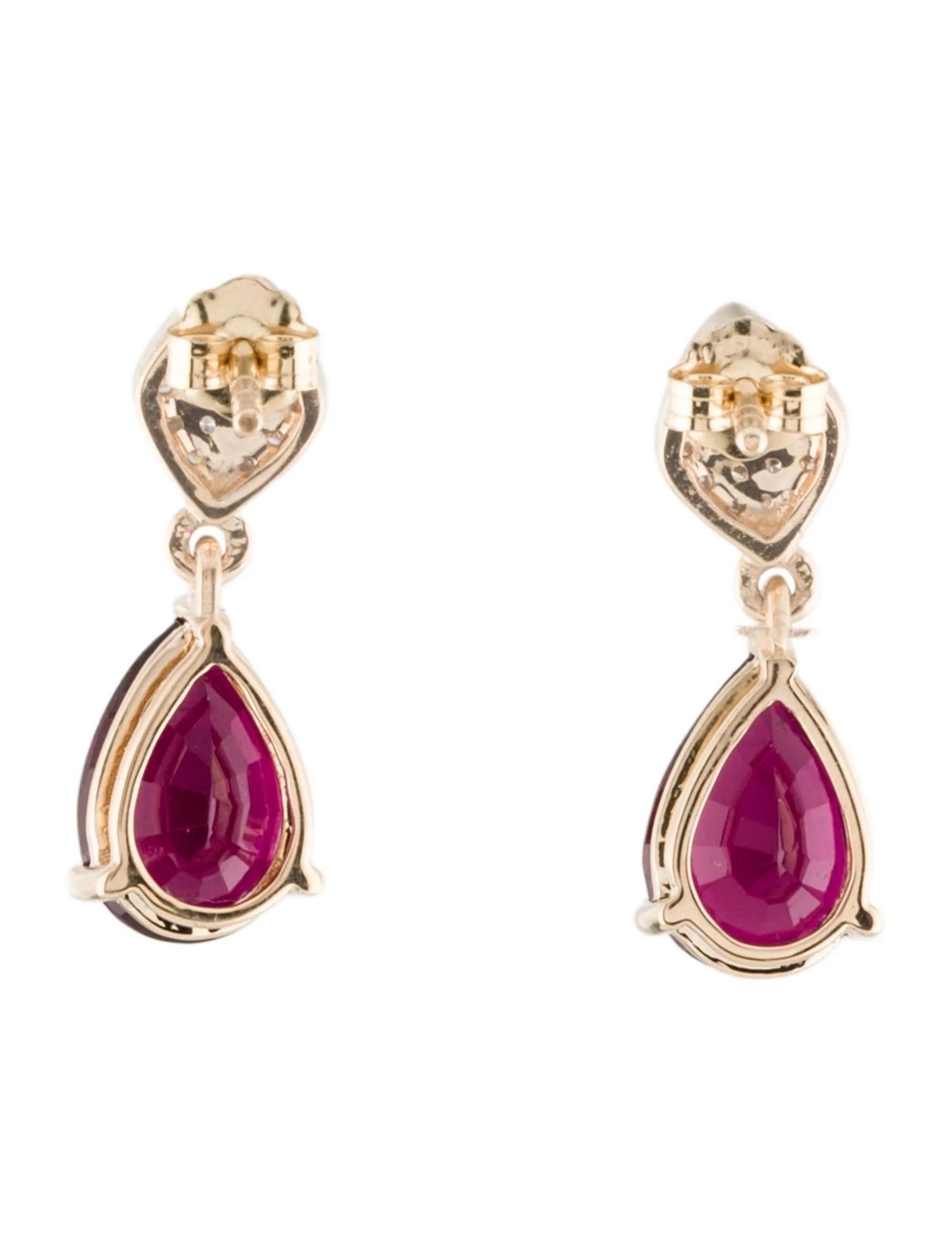 Artist 14K Tourmaline & Diamond Drop Earrings, 2.88ct Pear Modified Brilliant Purple For Sale