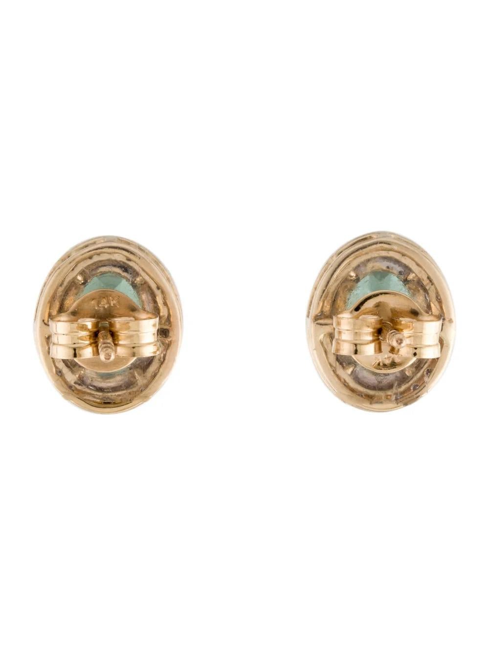 14K Tourmaline Diamond Halo Stud Earrings 1.91ctw - Fine Jewelry Green Gemstone In New Condition For Sale In Holtsville, NY
