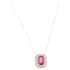 14K Tourmaline & Diamond Pendant Necklace, 1.58ctw - Stunning Statement Jewelry