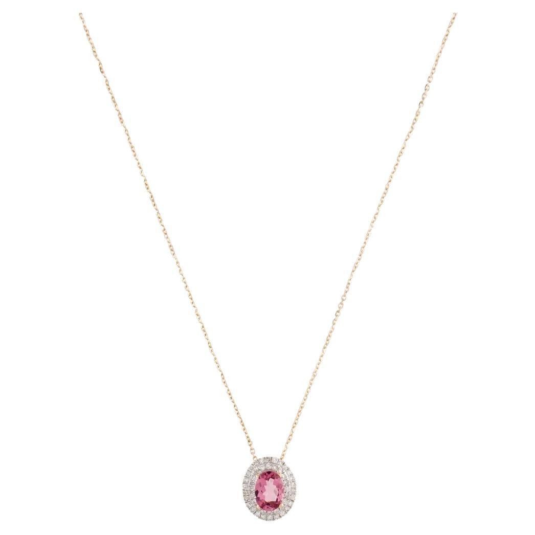 14K Tourmaline & Diamond Pendant Necklace - Elegant Design, Stunning Gemstones