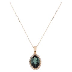 Collier pendentif tourmaline et diamant 14K - Elegance Gemstone Jewelry, Luxury