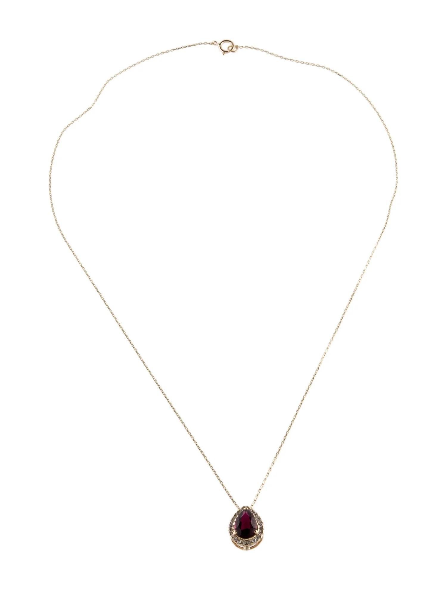 Artist 14K Tourmaline & Diamond Pendant Necklace - Pear Shaped Pink Tourmaline For Sale
