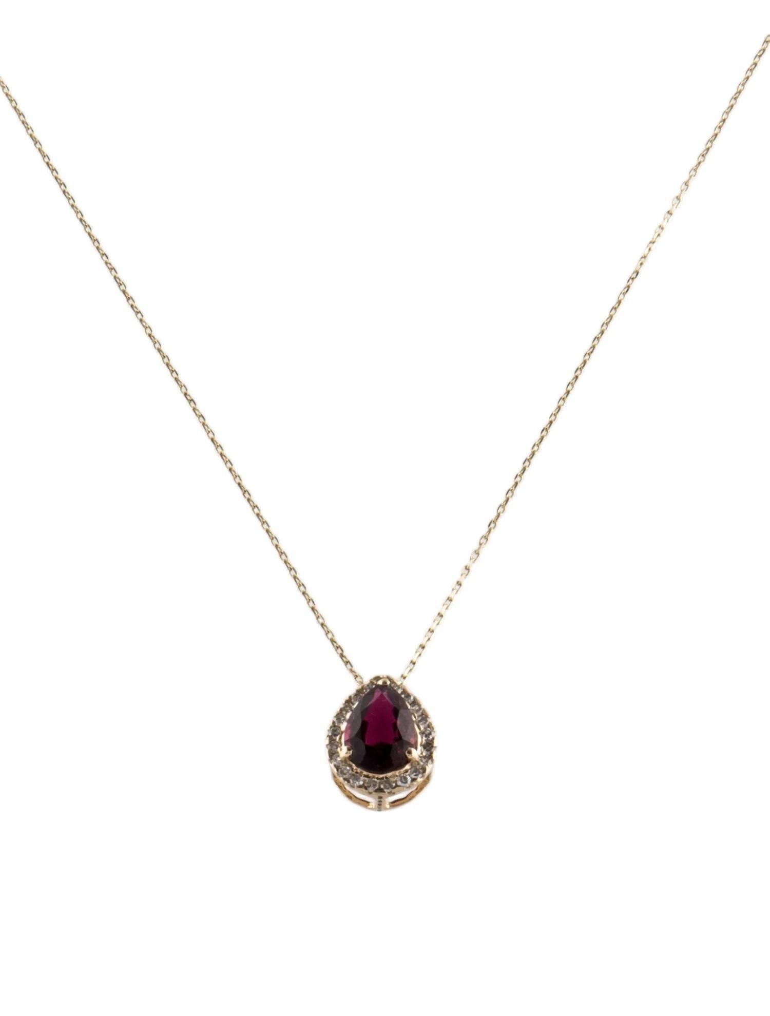 Pear Cut 14K Tourmaline & Diamond Pendant Necklace - Pear Shaped Pink Tourmaline For Sale