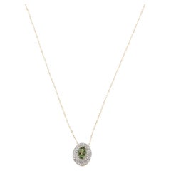 Collier avec pendentif en tourmaline et diamant 14K - Bijoux de style vintage, pièce d'apparat