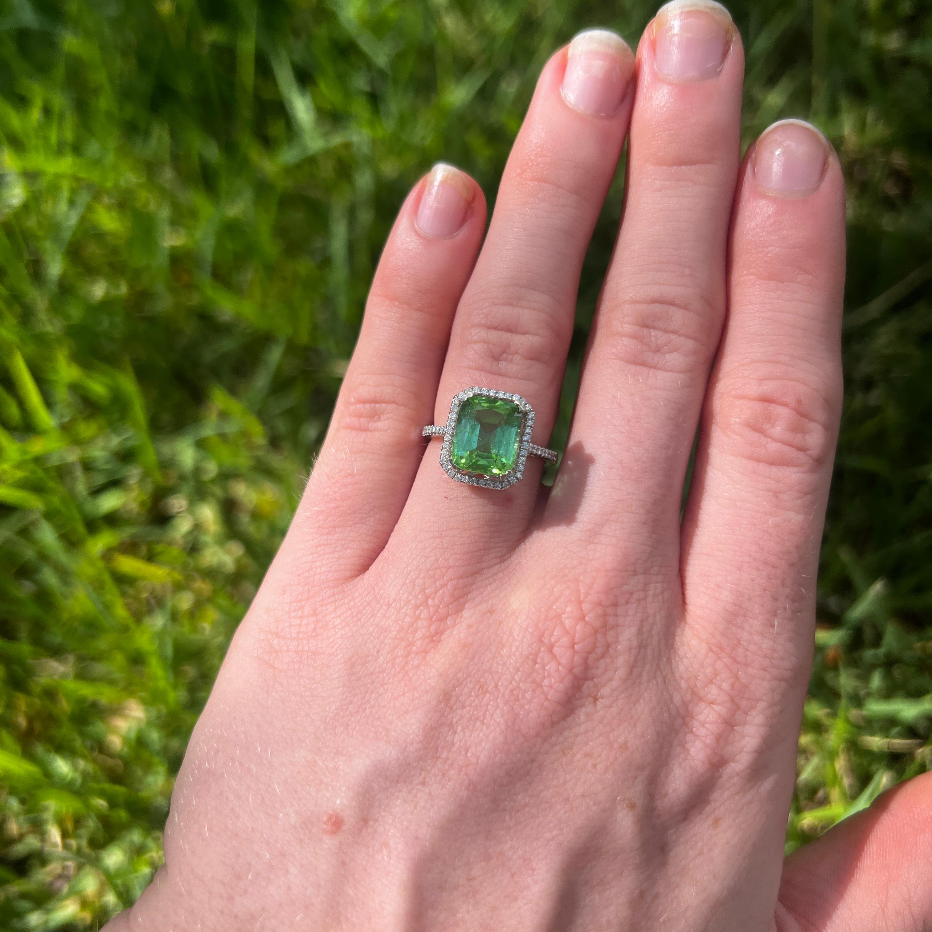 14k Tourmaline Diamond Ring In New Condition For Sale In Austin, TX