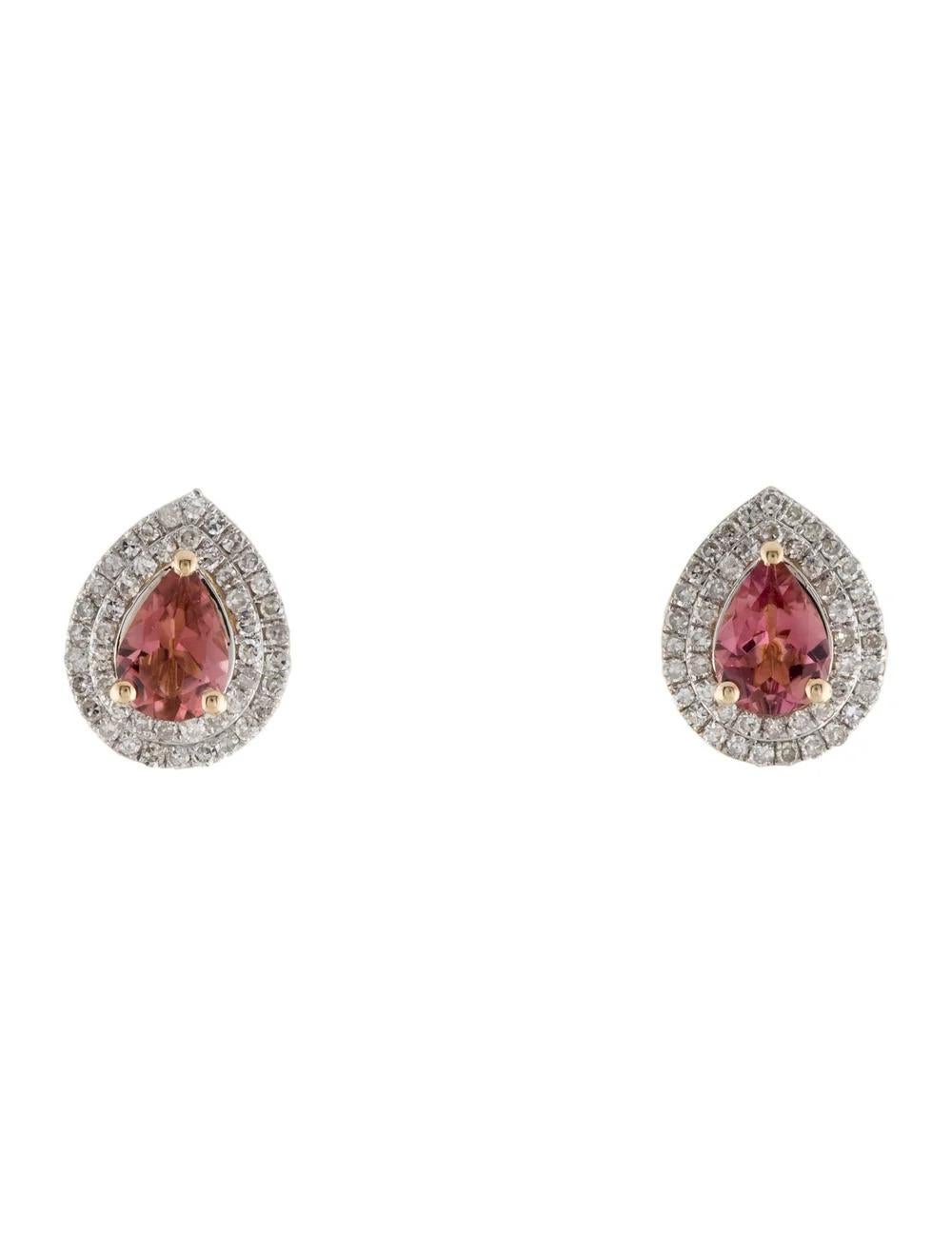 Elevate your elegance with these exquisite Rhodium-Plated 14K White Gold & 14K Yellow Gold earrings, featuring captivating Faceted Pear Shaped Tourmalines and dazzling Diamonds. Crafted with meticulous attention to detail, these earrings exude