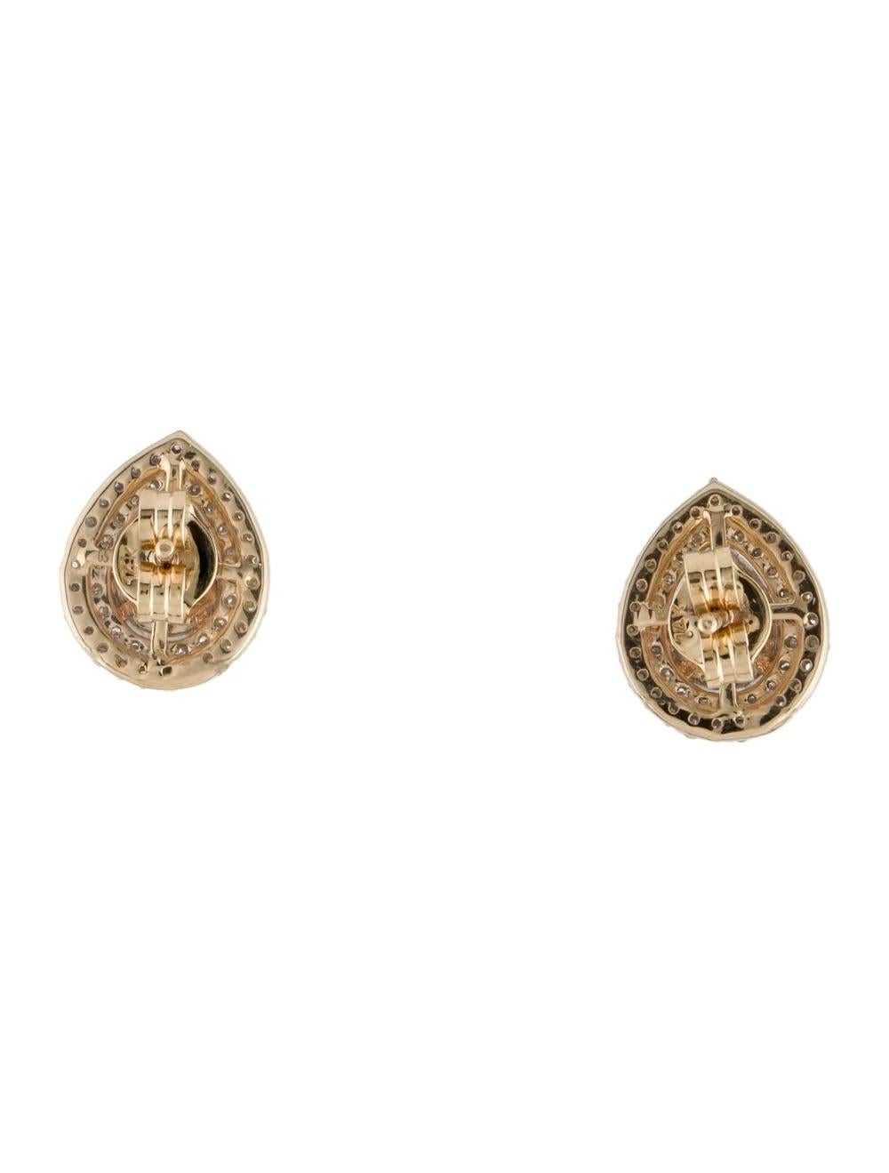 Pear Cut 14K Tourmaline & Diamond Stud Earrings - Elegant Gemstone, Statement Jewelry For Sale