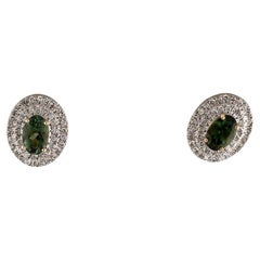 14K Tourmaline & Diamond Stud Earrings - Elegant Statement Jewelry Piece