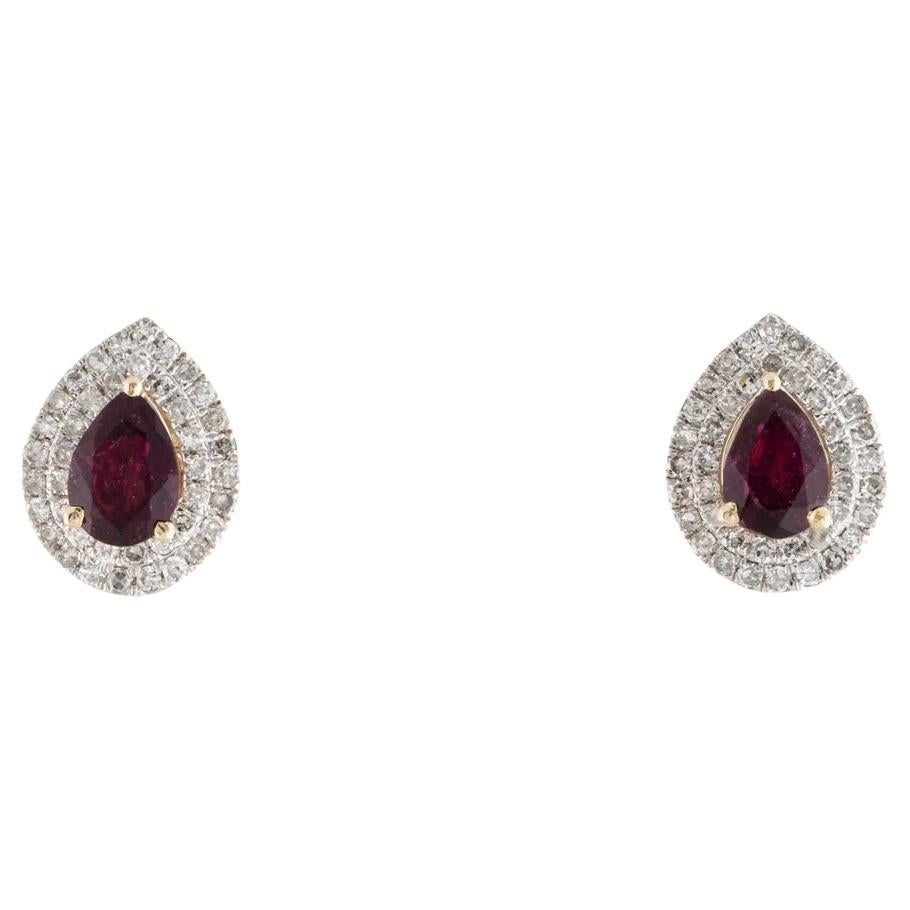 14K Tourmaline & Diamond Stud Earrings - Elegant & Timeless Statement Jewelry For Sale