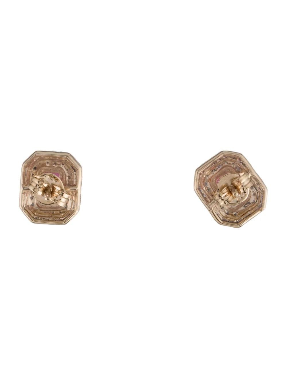14K Tourmaline Diamond Stud Earrings - Fine Gemstone Statement Jewelry In New Condition For Sale In Holtsville, NY