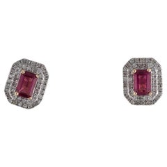 14K Tourmaline Diamond Stud Earrings - Fine Gemstone Statement Jewelry