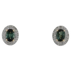 Clous d'oreilles en tourmaline et diamants 14 carats - Accessoire de joaillerie fine