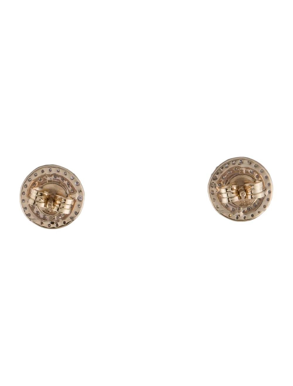 Round Cut 14K Tourmaline Diamond Stud Earrings - Vintage Statement Jewelry, Luxury For Sale