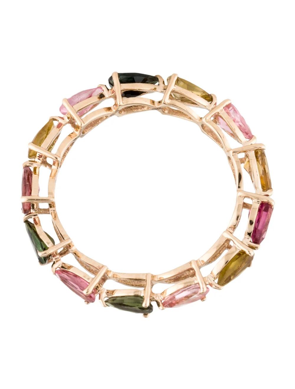 Women's 14K Tourmaline Eternity Band Ring Size 8 - Gemstone Fine Jewelry Vintage Style For Sale