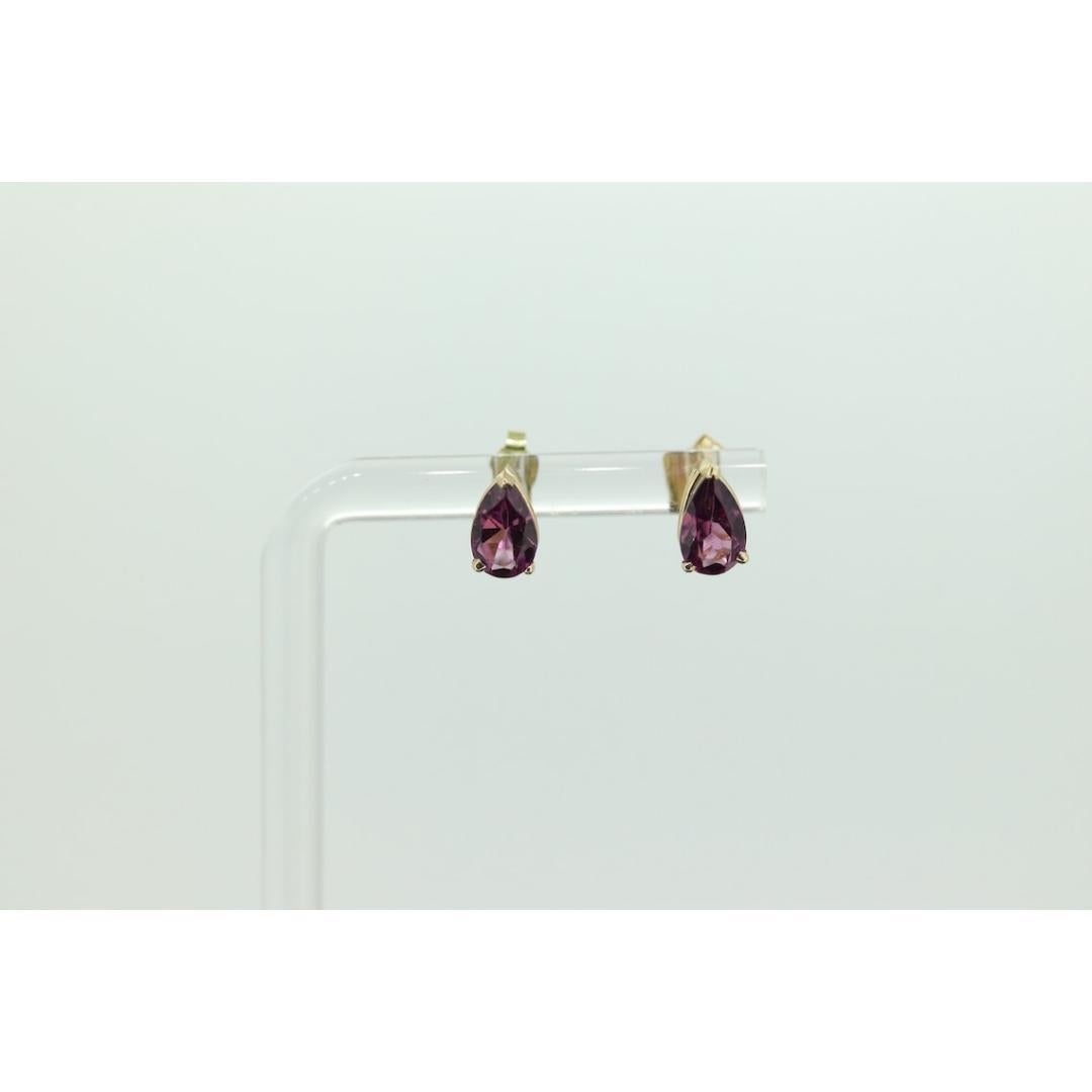 Boucles d'oreilles Tourmaline 14k. Rubellite Tourmaline rose pourpre Coupe poire en goutte d'eau Bon état - En vente à Port Charlotte, FL