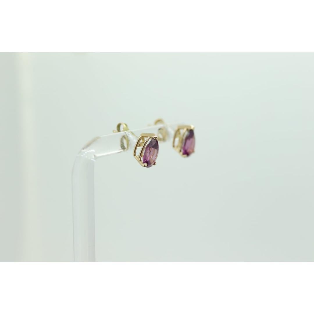 Boucles d'oreilles Tourmaline 14k. Rubellite Tourmaline rose pourpre Coupe poire en goutte d'eau en vente 2