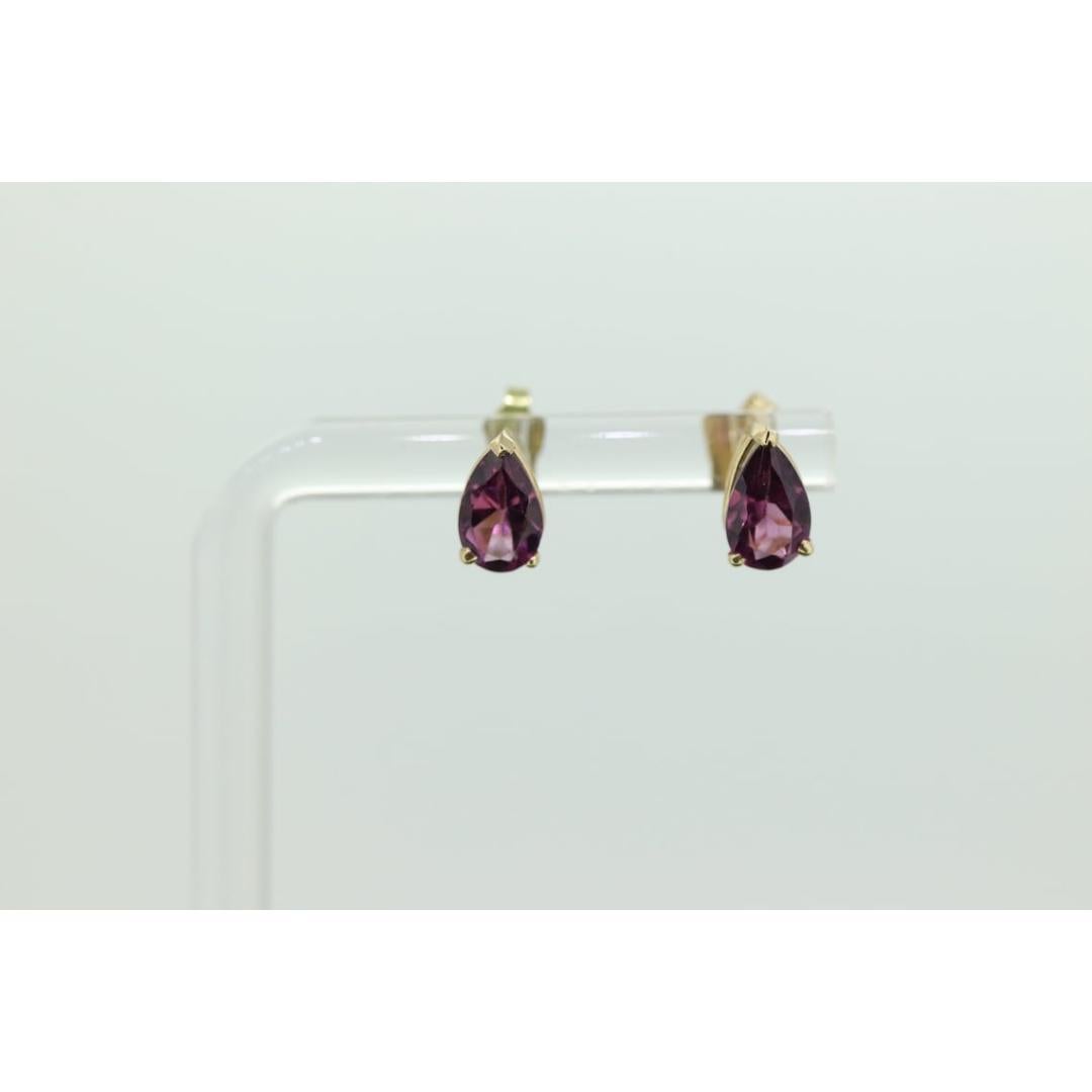 Boucles d'oreilles Tourmaline 14k. Rubellite Tourmaline rose pourpre Coupe poire en goutte d'eau en vente 3