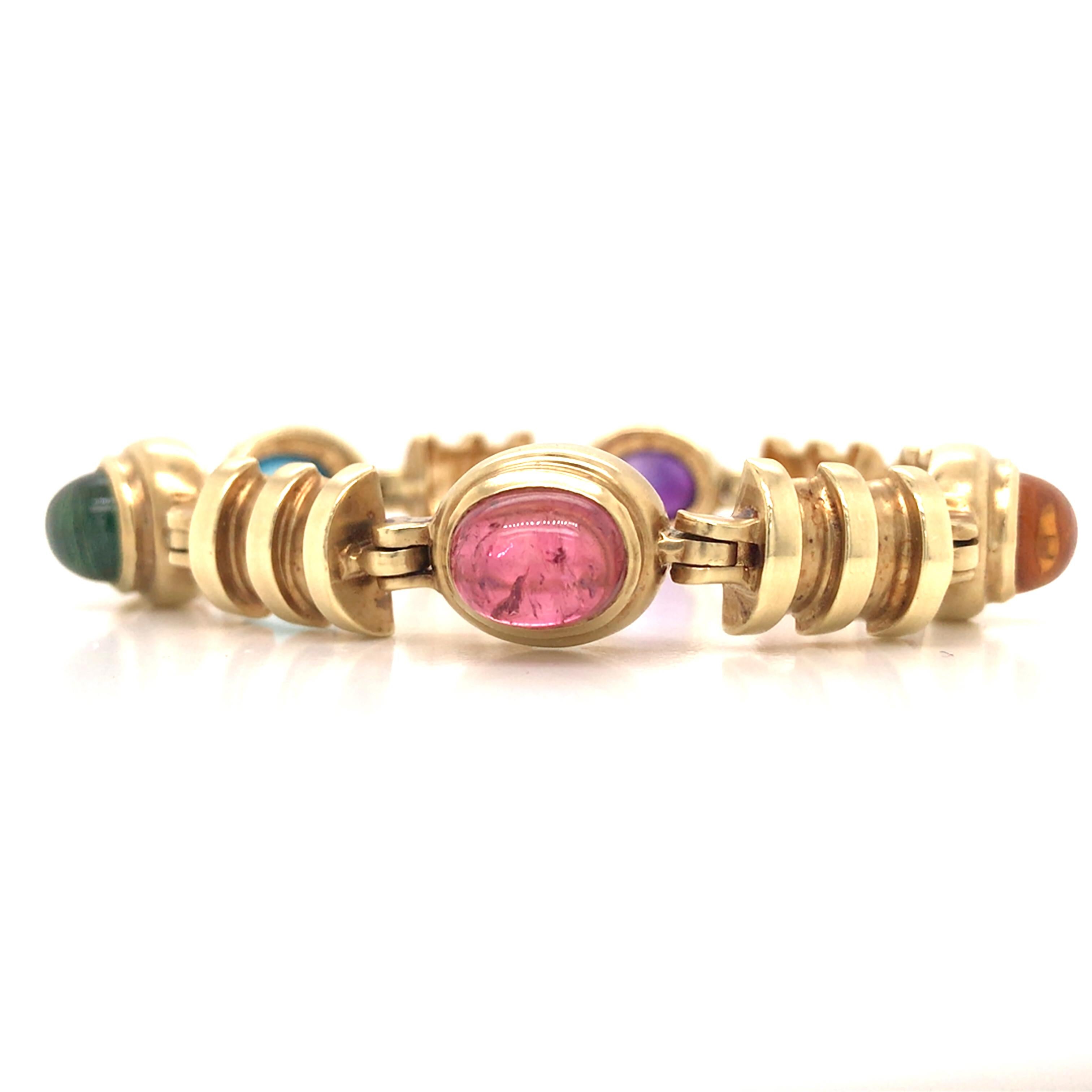 14K Turmalin Topas Citrin Armband Gelbgold Damen