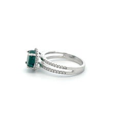 14k Trapiche Emerald Diamond Ring