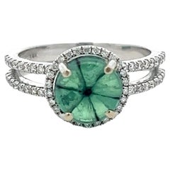 14k Trapiche Smaragd-Diamant-Ring