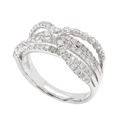 14k Trendy Crossover Diamond Ring Natural Stone Solid Gold