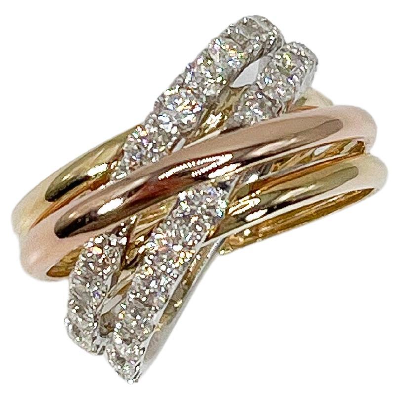 14K Tri-Color 1.45 CTW Diamond Fashion Ring For Sale