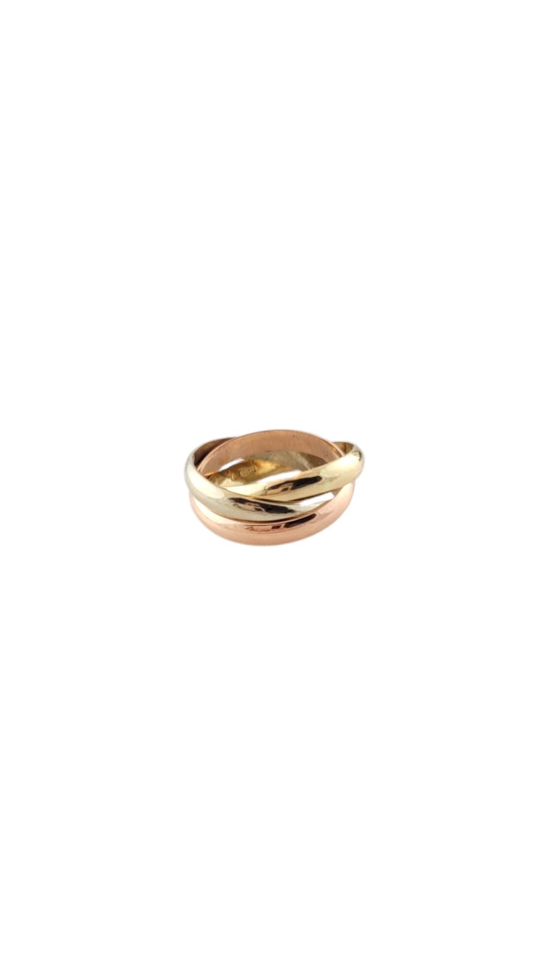 14K Tri-Color 3 Band Rolling Ring #16785 In Good Condition For Sale In Washington Depot, CT