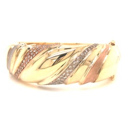 14K Tri-Color Diamond Bangle Gold