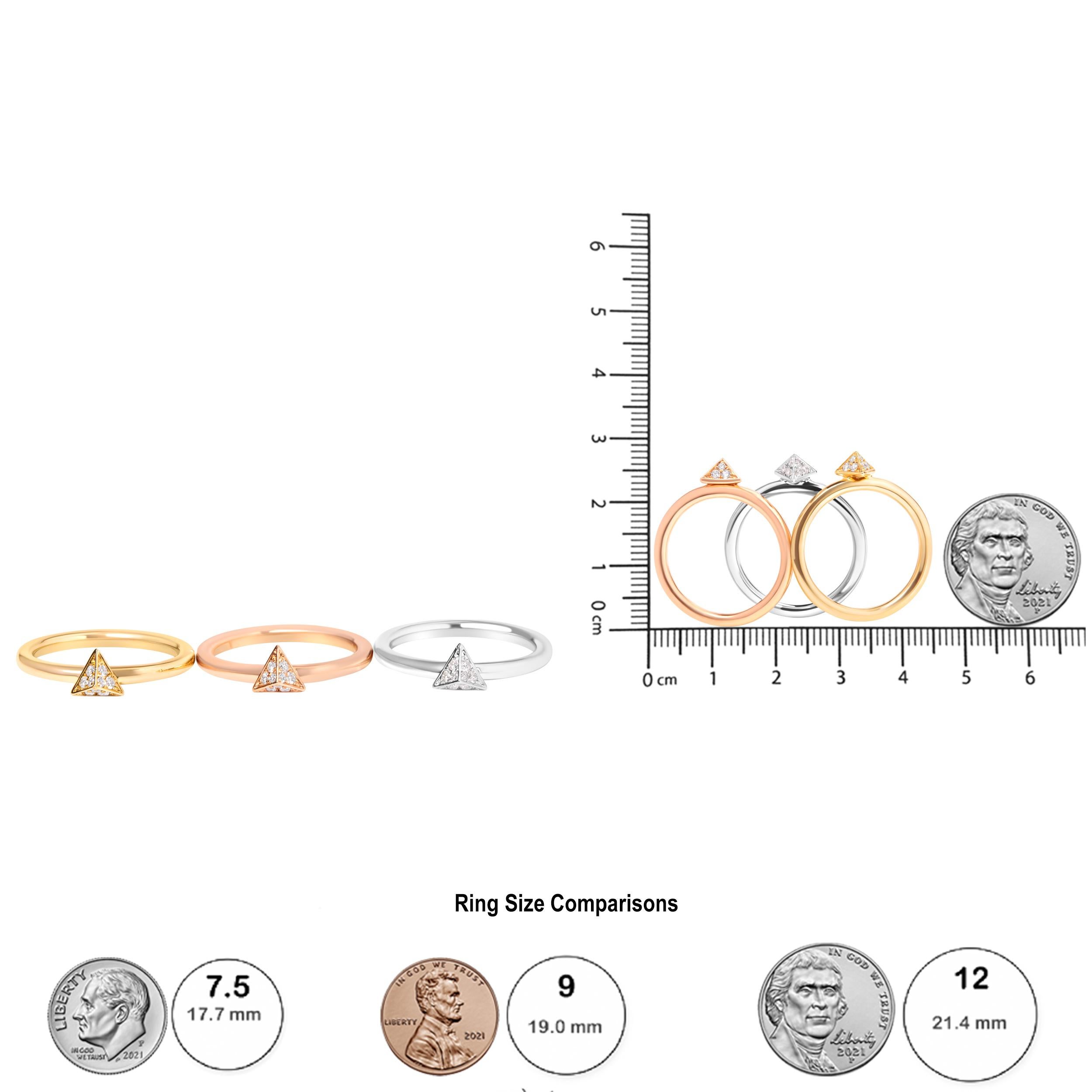 14K Tri Color Gold 1/3 Cttw Diamant Pyramiden-Stapelbarer Ring Set (Rundschliff) im Angebot