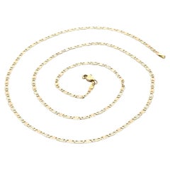 14k Tri Color Gold 24" Diamond Cut Etched Flat Mariner Link Chain Necklace