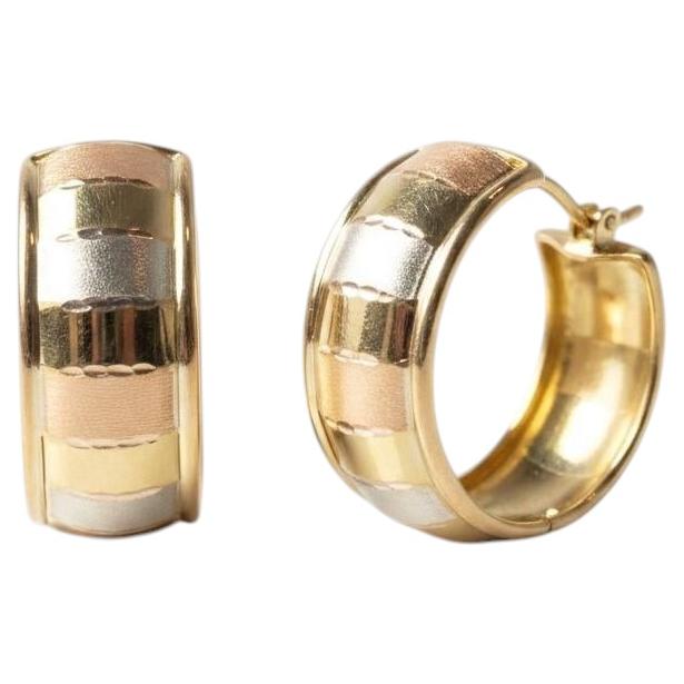 14K Tri-Color Gold Hoop Earrings #25094