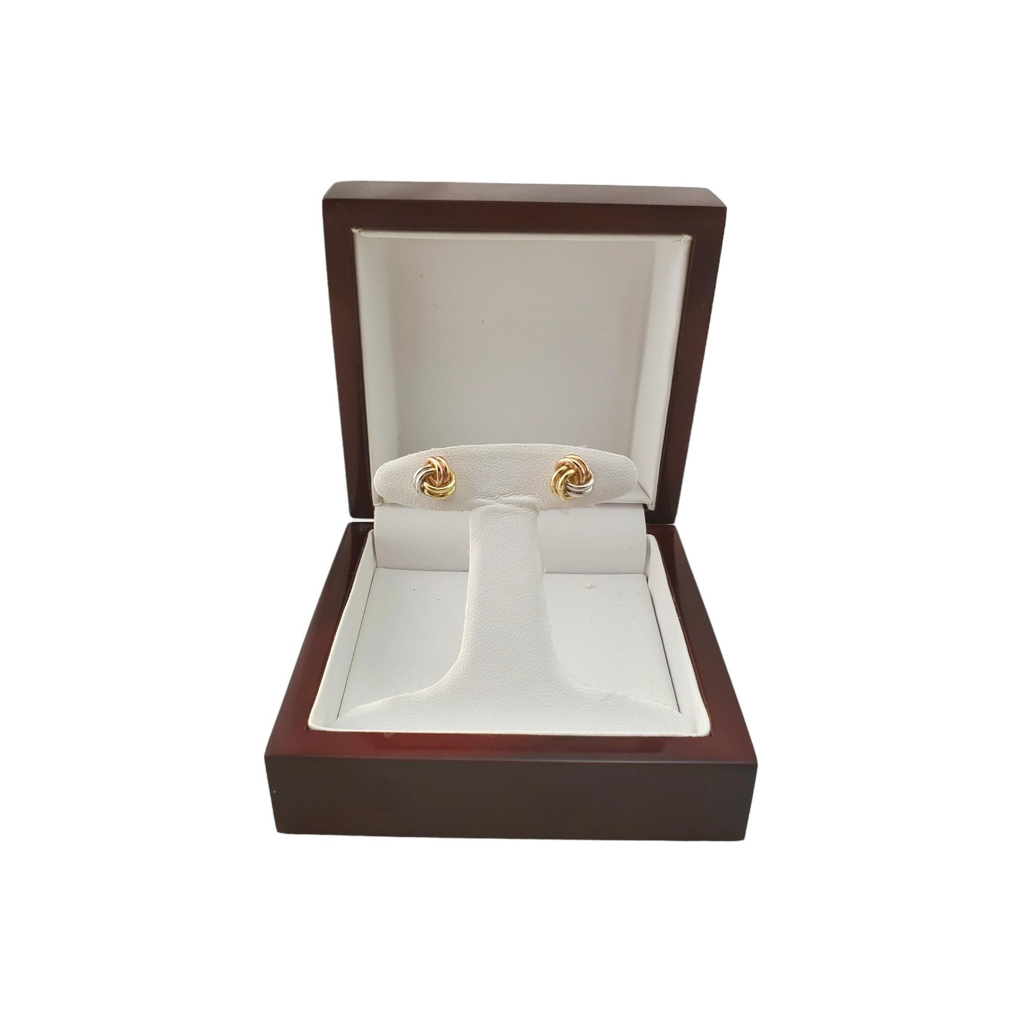14K Tri Color Gold Knot Stud Earrings #17315 For Sale 1