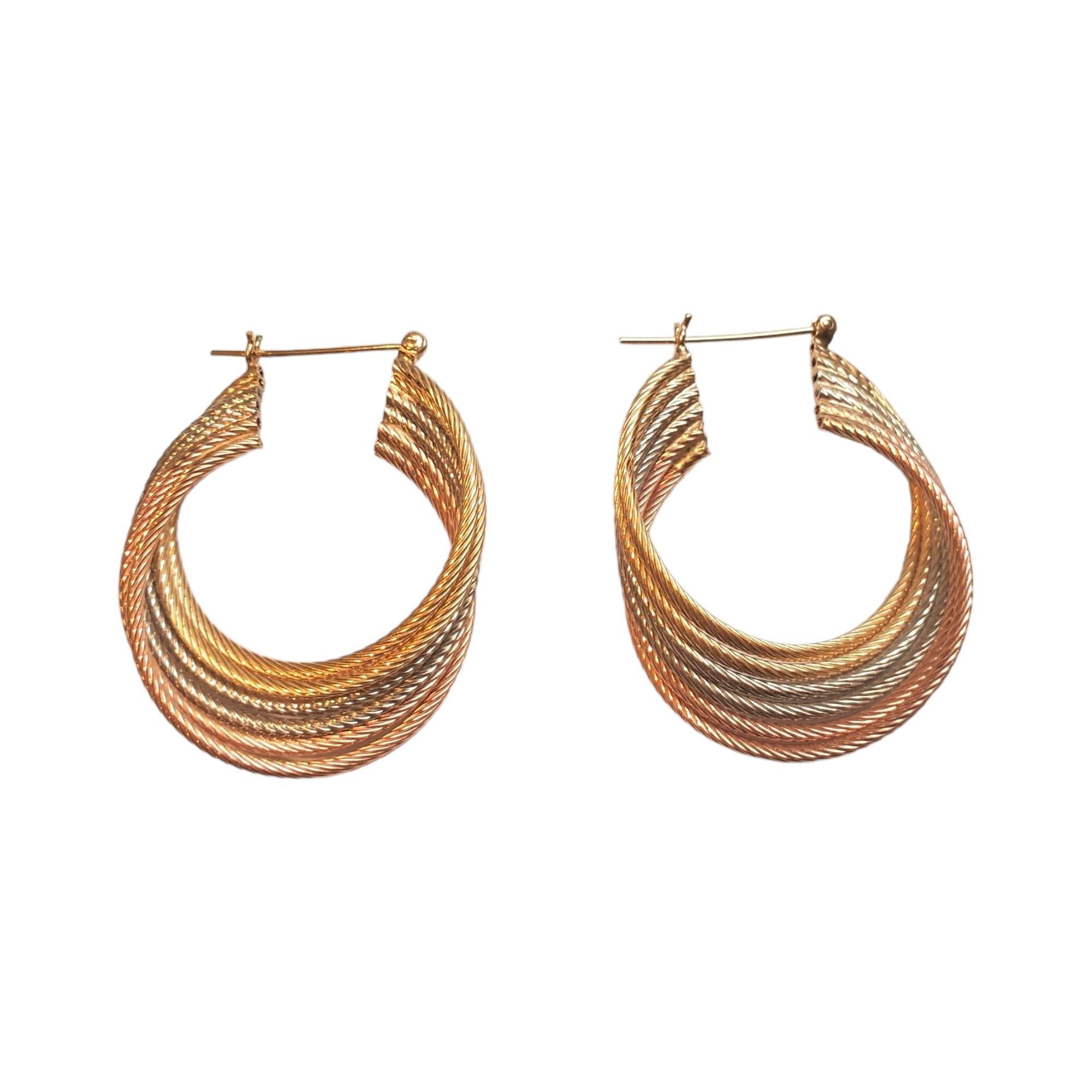 14K Tri-Color Gold Twist Hoops 

Discover the allure of elegance and sophistication with our 14K Tri-Color Gold Twist Hoops. Crafted from luxurious 14K yellow, white, and rose gold, these hoops showcase a mesmerizing twist design.

Hallmark: