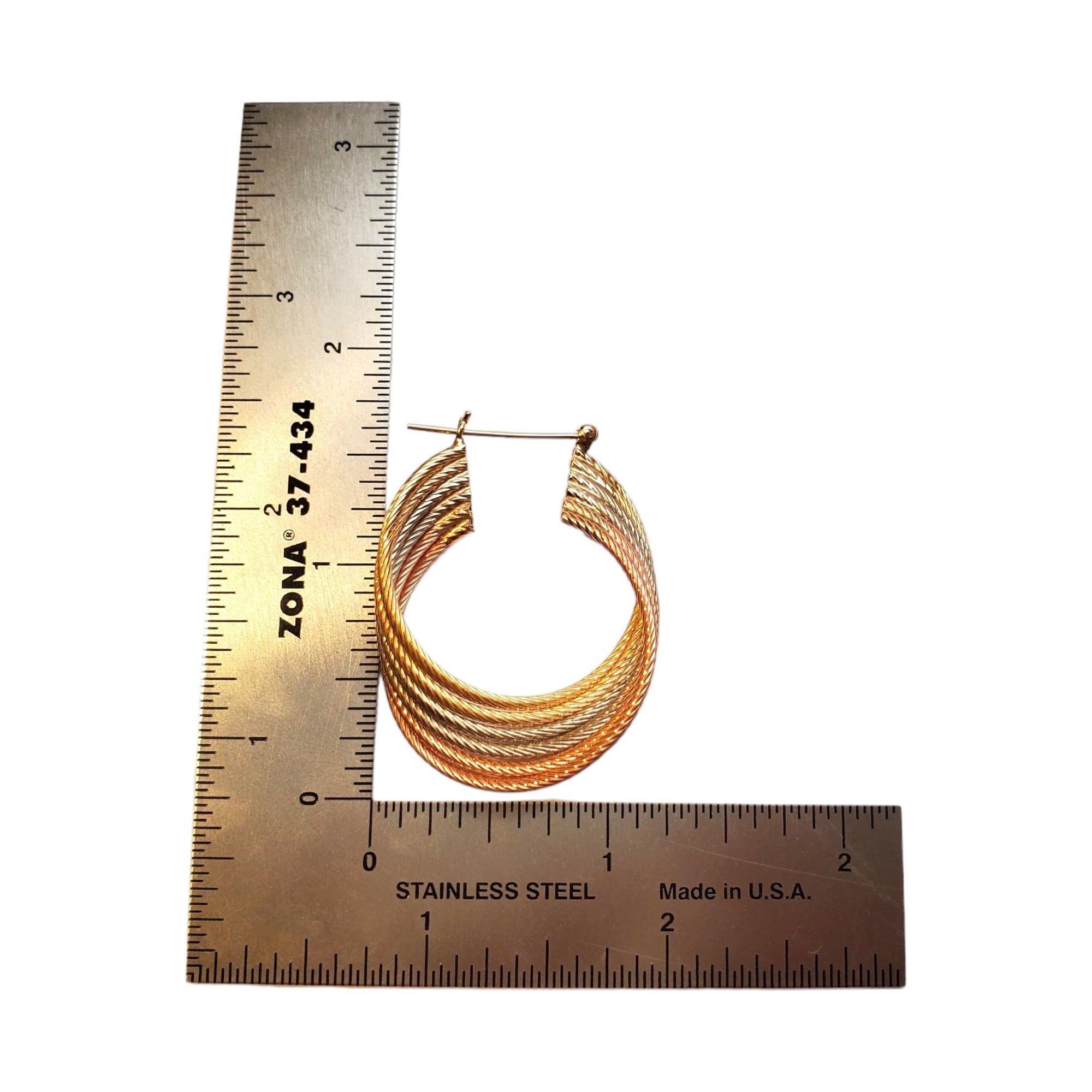 14K Tri-Color Gold Twist Hoops Earrings#17944 1