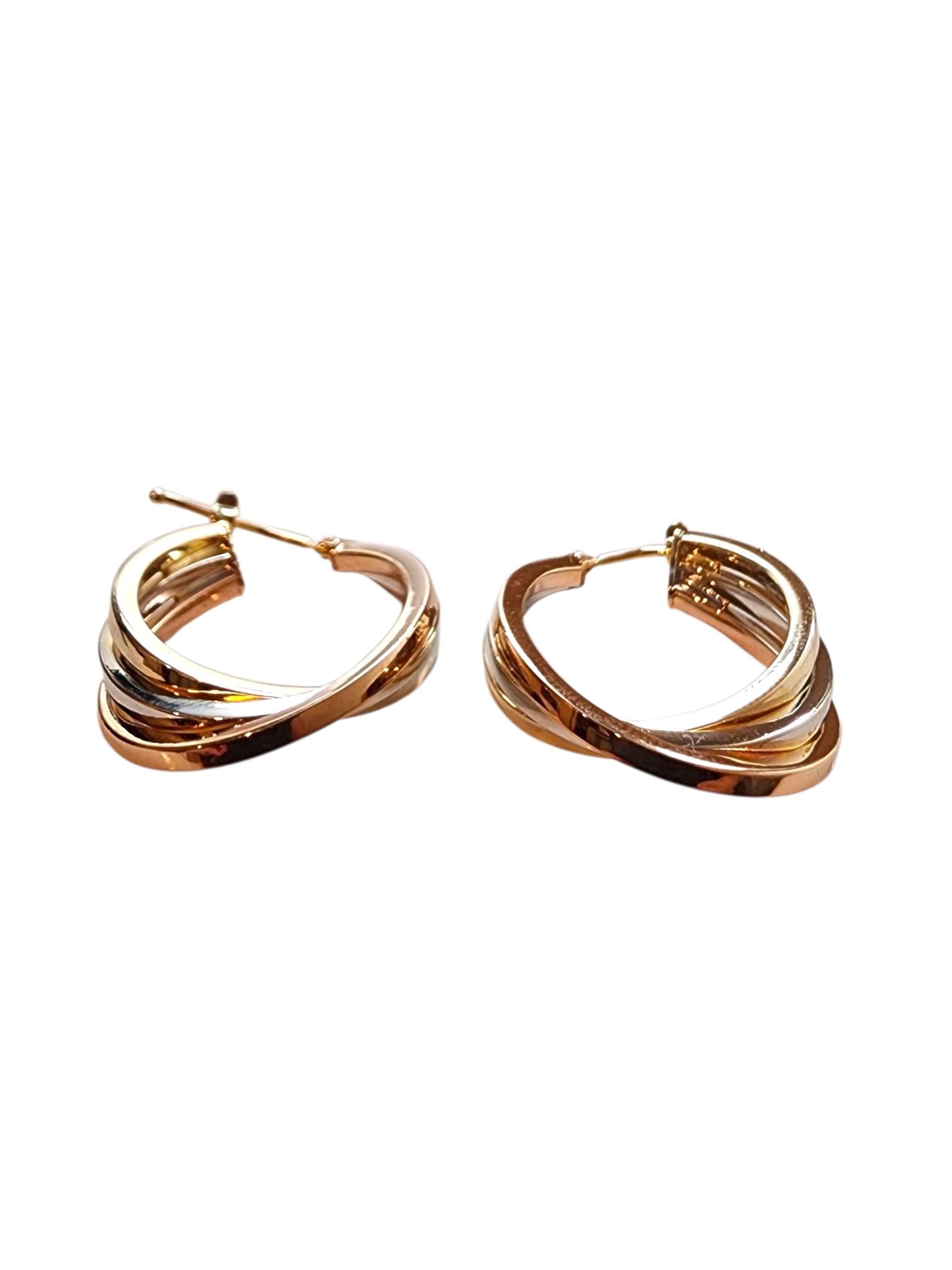 14K Tri-Color Triple Hoop Earrings #22789 For Sale 1