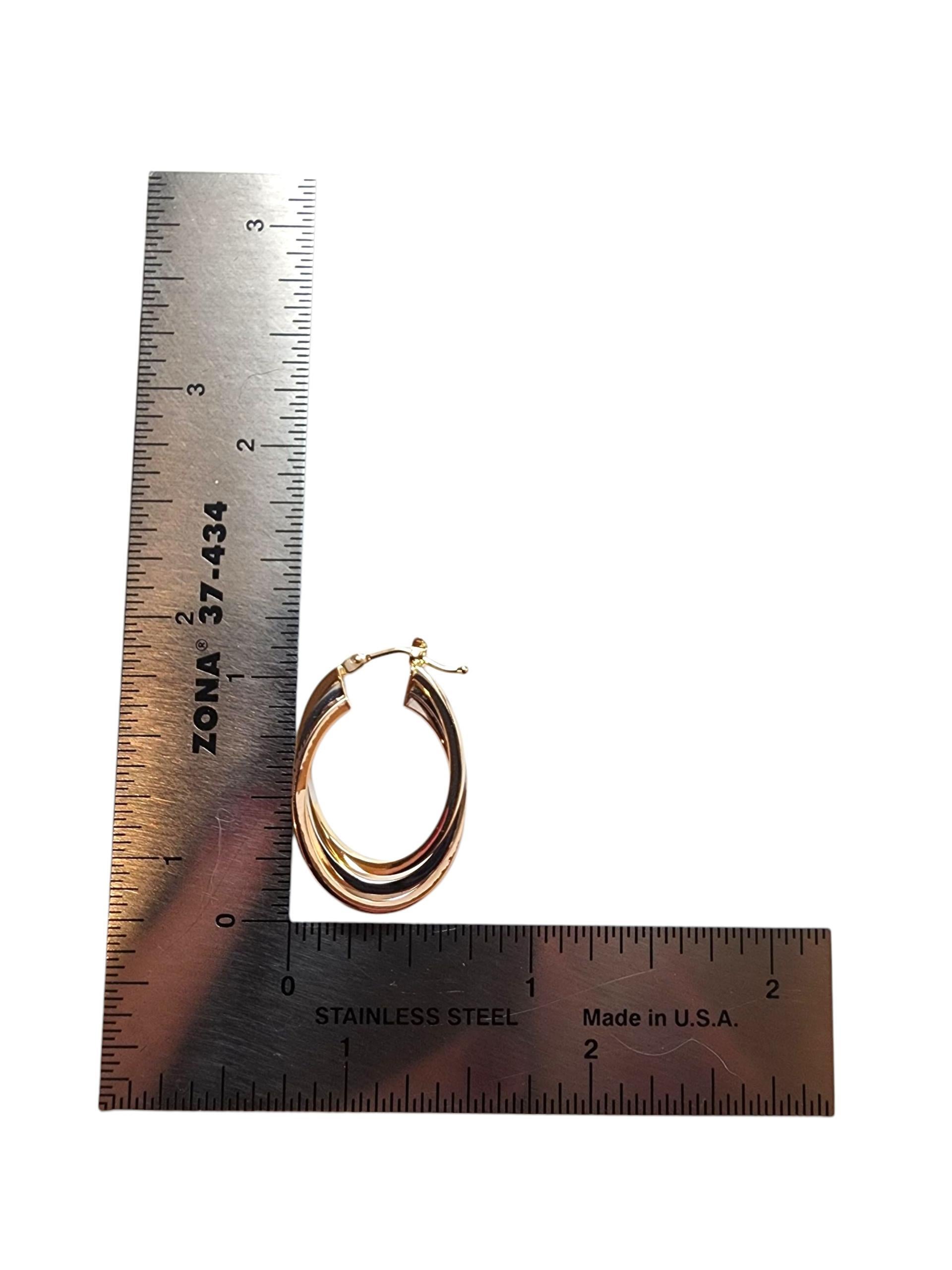 14K Tri-Color Triple Hoop Earrings #22789 For Sale 3