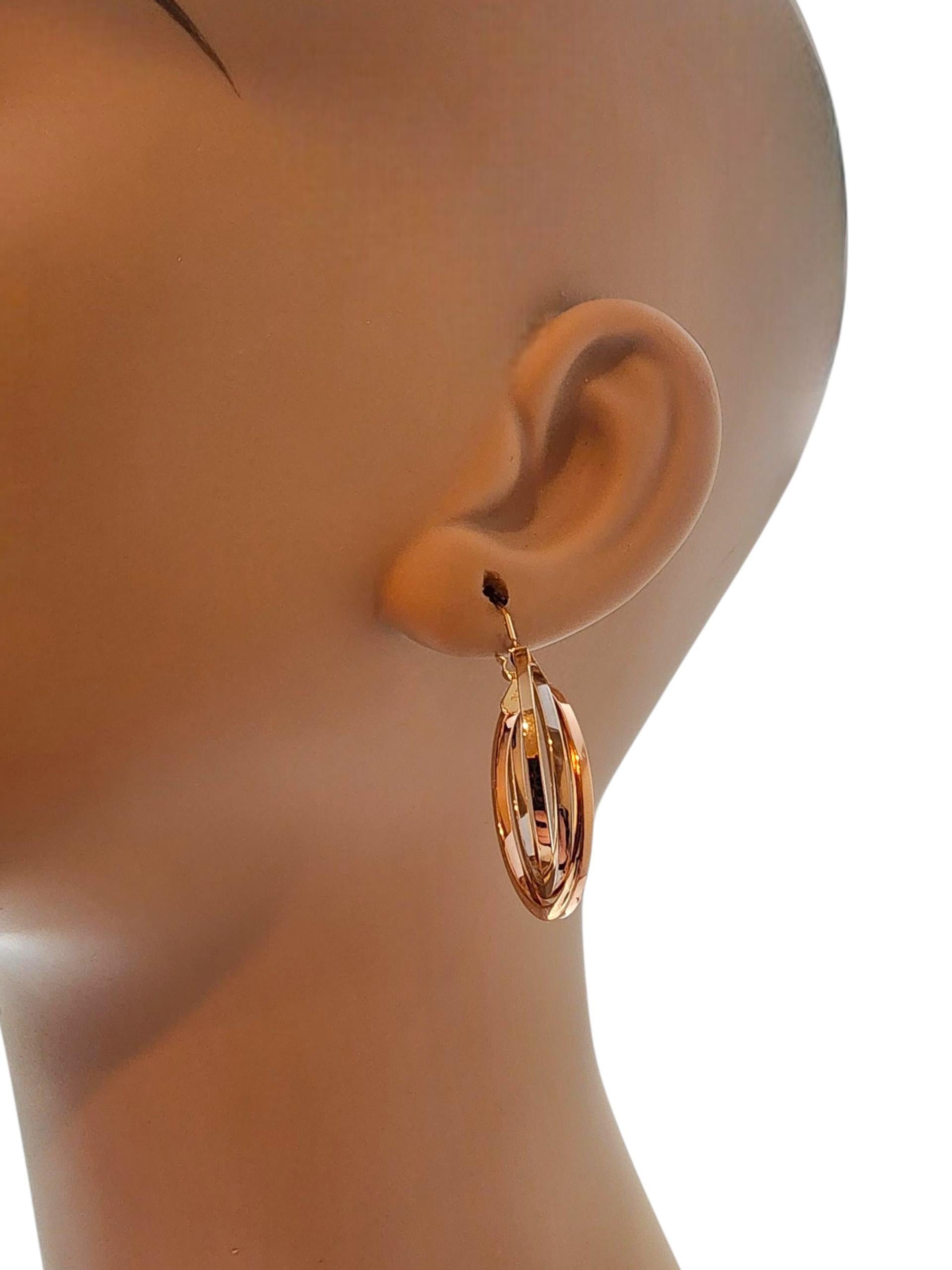 14K Tri-Color Triple Hoop Earrings #22789 For Sale 4