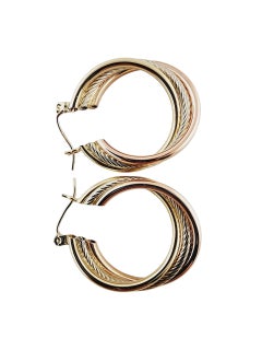 14k Tri-Color Twisted Cable Hoop Earrings #23066
