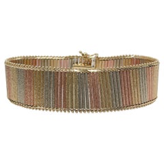 14K Tri-Color Wide Bracelet