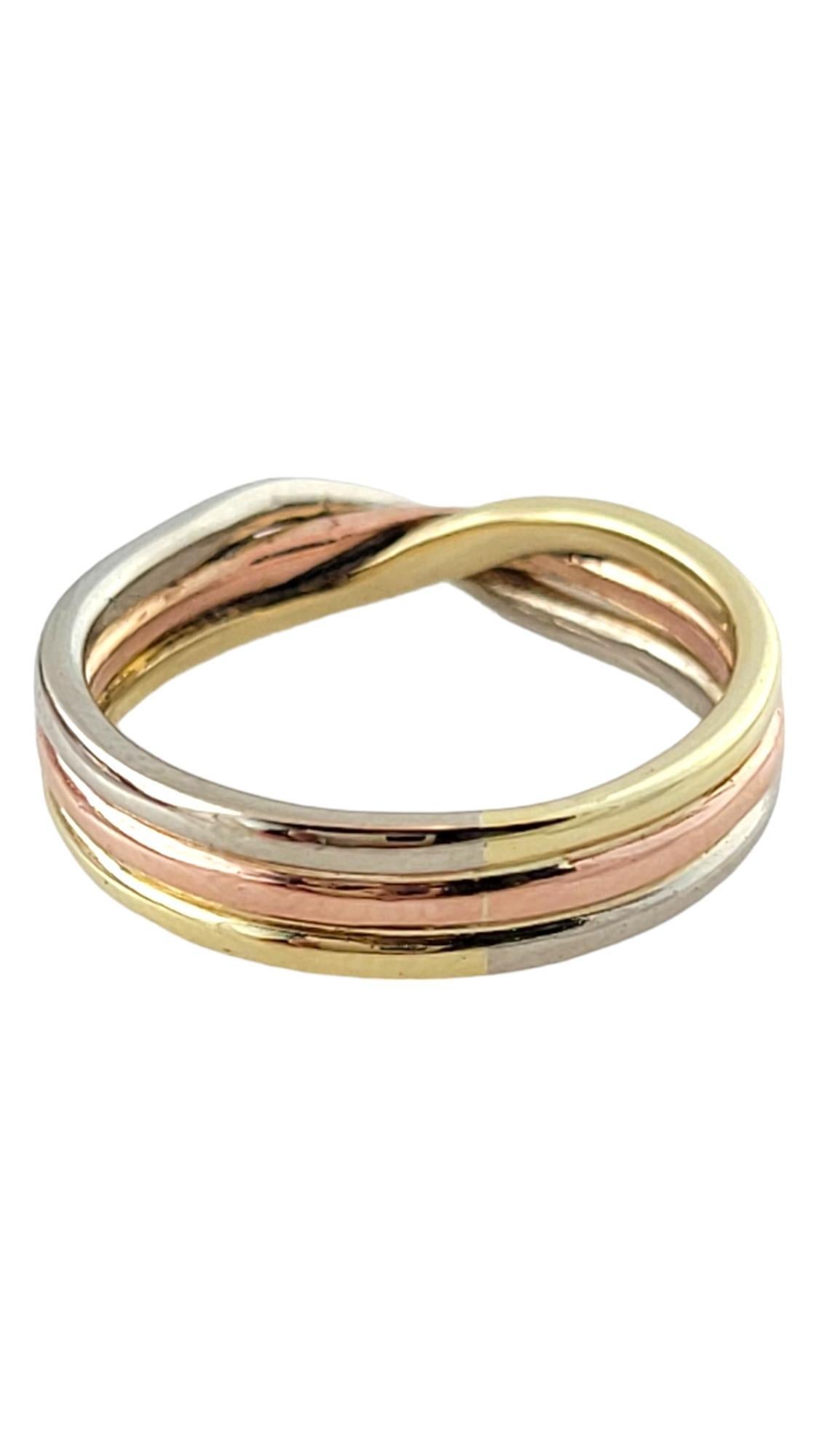 14K Tri Colored Three Band Ring Size 5.25-5.5 #17335 In Good Condition For Sale In Washington Depot, CT