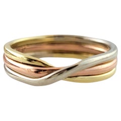 14K Tri Colored Dreifarbiger Ring mit drei Bändern Größe 5,25-5.5 #17335