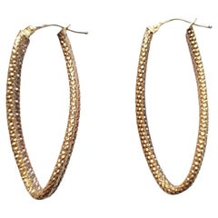 Vintage 14K Tri Gold 3 Tone Twist Hoop Earrings