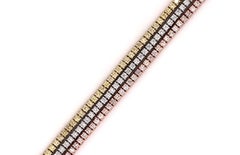 14k Tri Gold 7.90 Carat 3-Layer Colored Round-Cut Diamond Tennis Bracelet