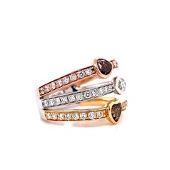 14k Tri-Tone Gold 2.57 Carat Fancy Diamond Triple Row Ring