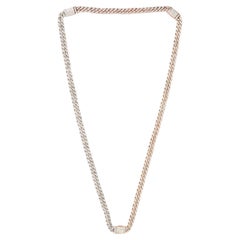 14K Tricolor Gold 3.34 Ct Full Pave Diamond Chain Carabiner Lock Necklacee