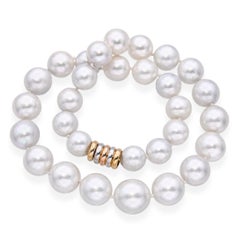 14k Tricolor Gold Clasp South Sea Pearl Strand Necklace