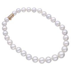 14k Tricolor Gold Clasp South Sea Pearl Strand Necklace