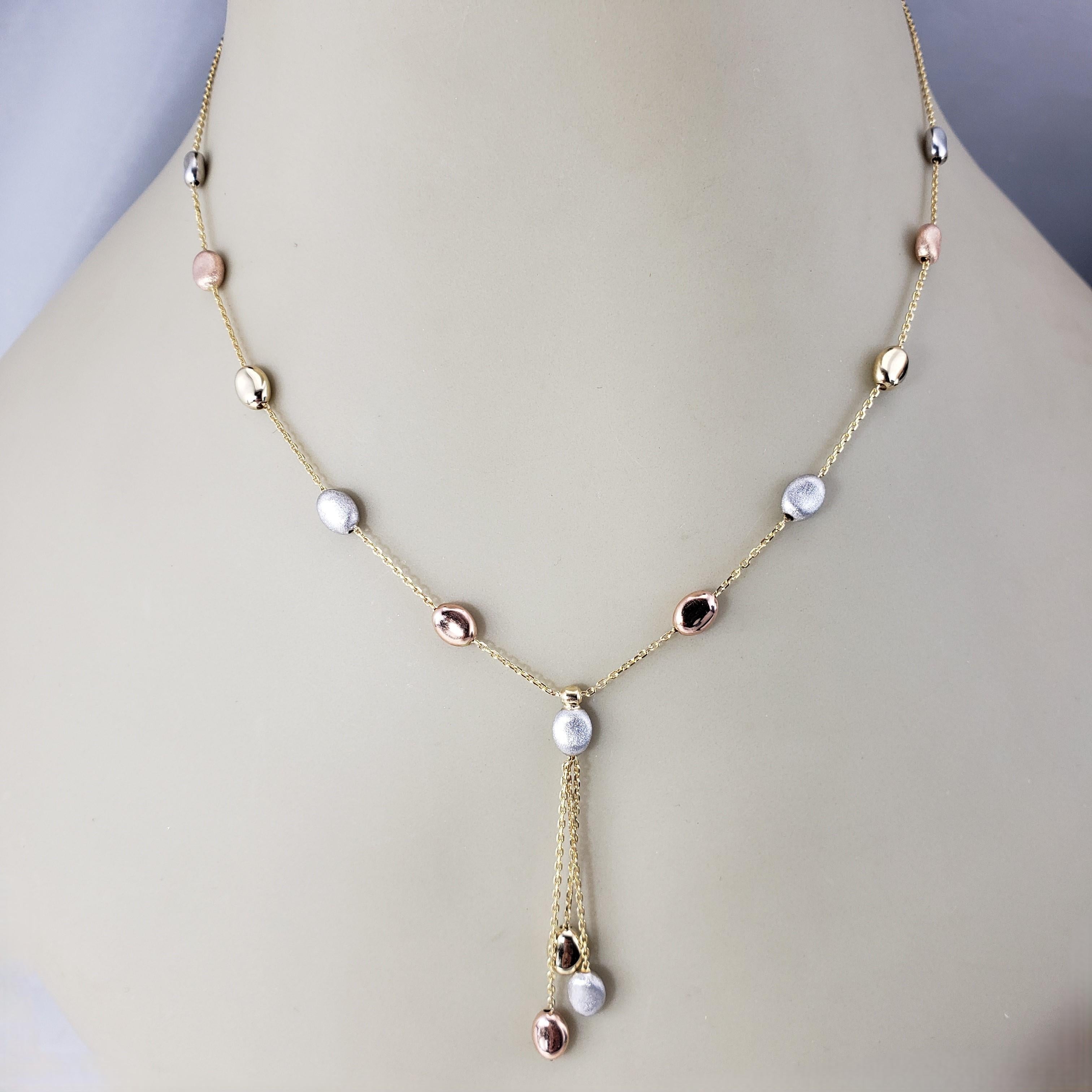 Collana a Y di ciottoli in oro 14K Tricolore #19074 in vendita 2