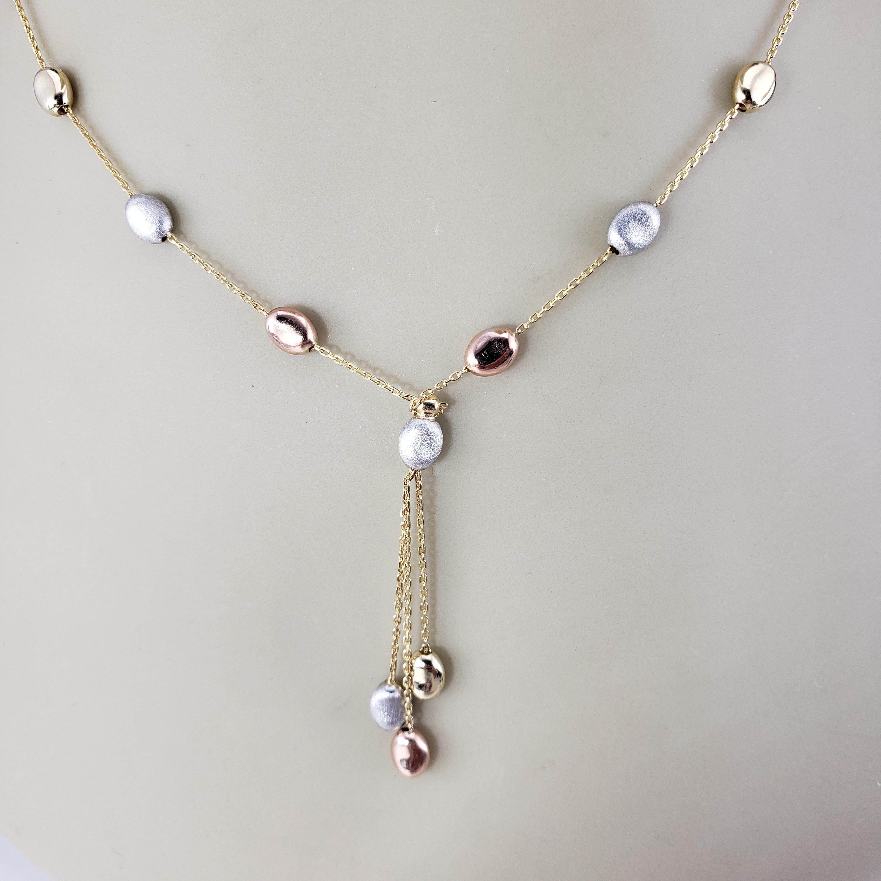 Collana a Y di ciottoli in oro 14K Tricolore #19074 in vendita 3