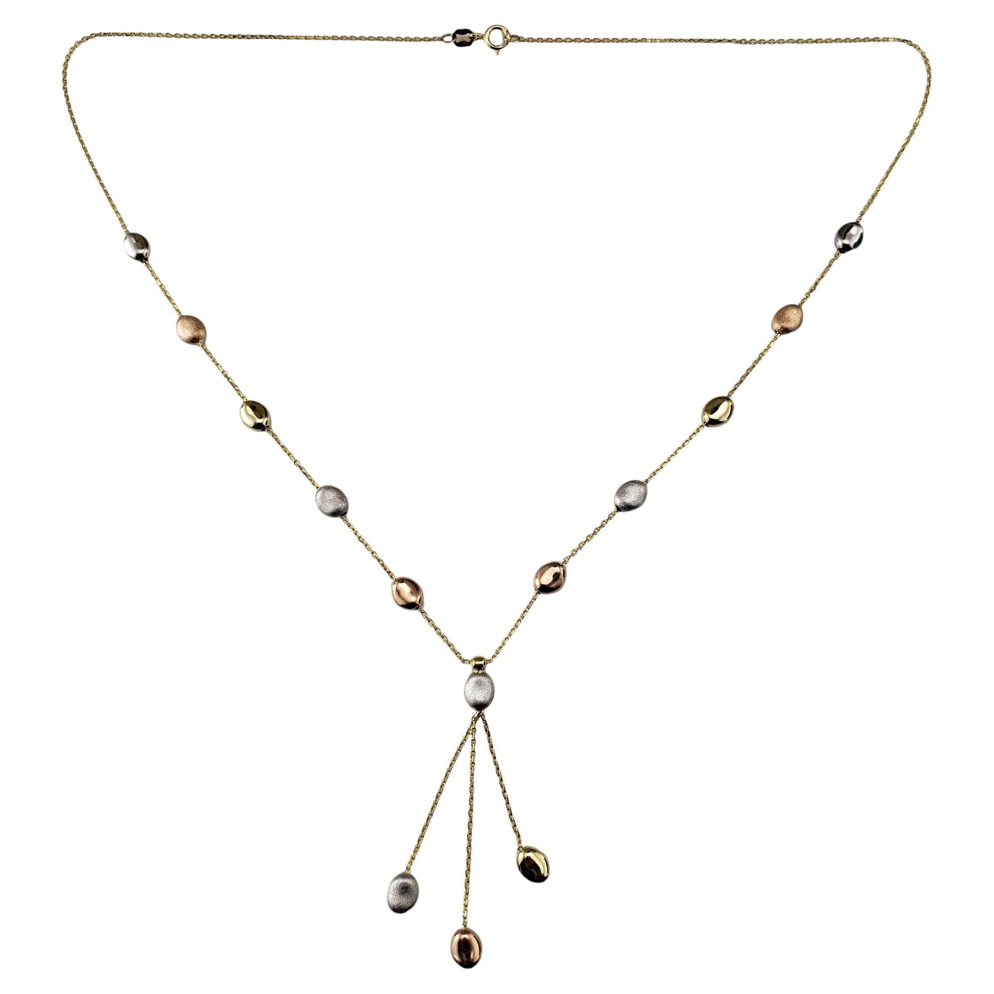 Collana a Y di ciottoli in oro 14K Tricolore #19074 in vendita